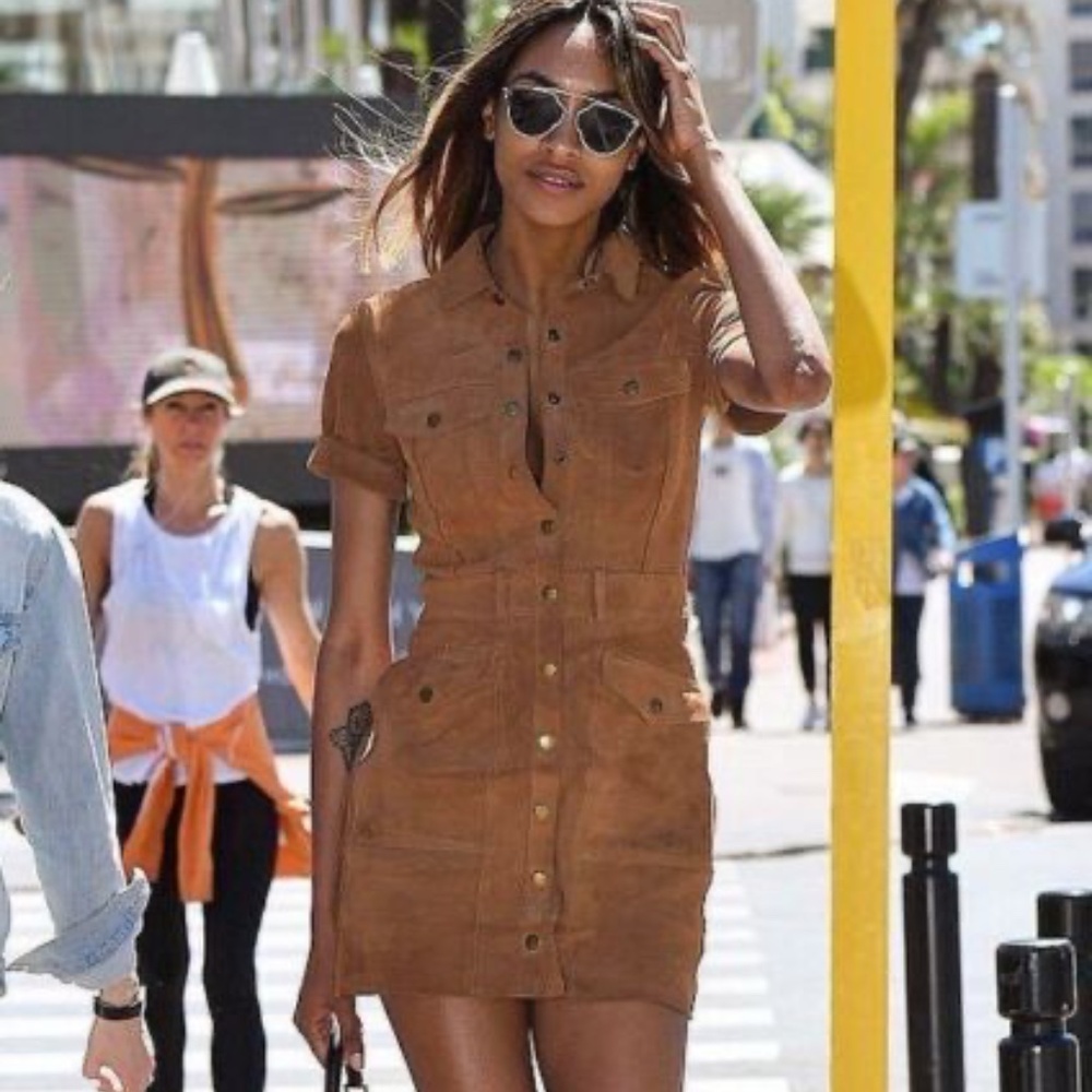 CURRENT ELLIOT BROWN SUEDE DRESS WITH BUTTONS